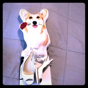 EUC Nine West White Patent & Cork Heel Sandals 👡